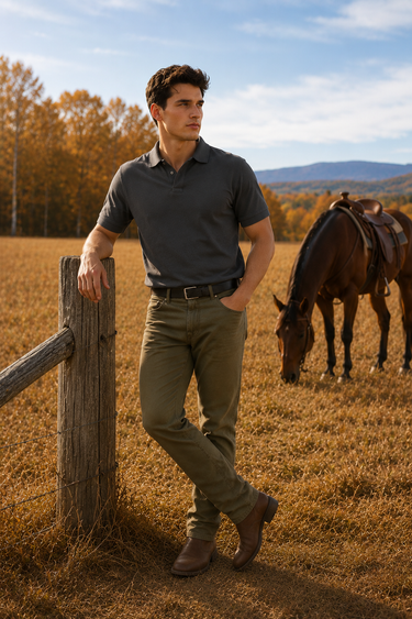 Men's Dark Grey Polo T-Shirt - Regular Fit, Half Sleeve