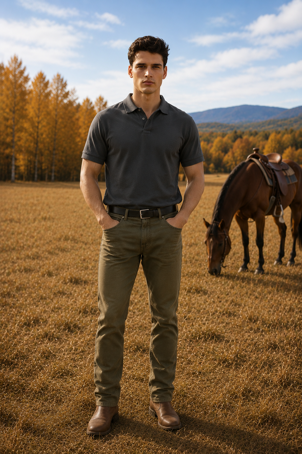 Men's Dark Grey Polo T-Shirt - Regular Fit, Half Sleeve