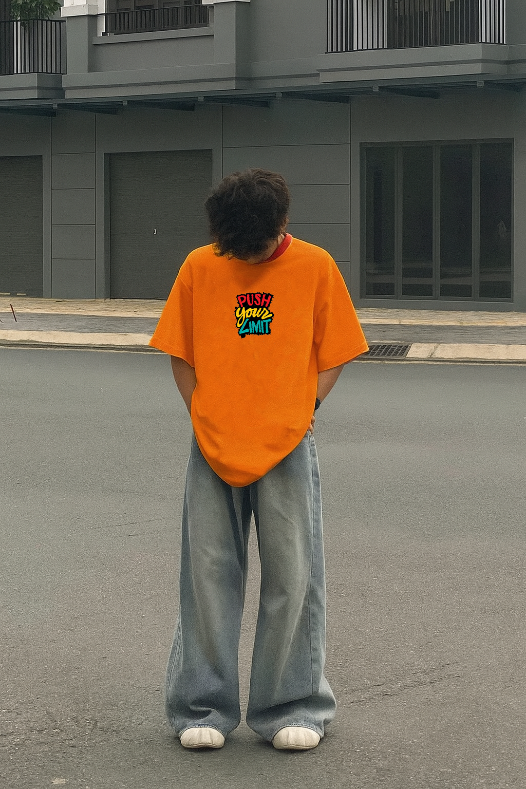 Push Your Limit Men's Oversized Tee – Orange