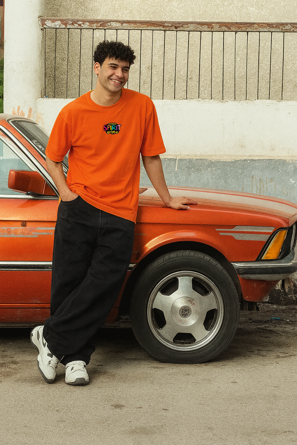 Men's Black 'MAKING SPRIT BRIGHT ' Graphic Oversized T-Shirt