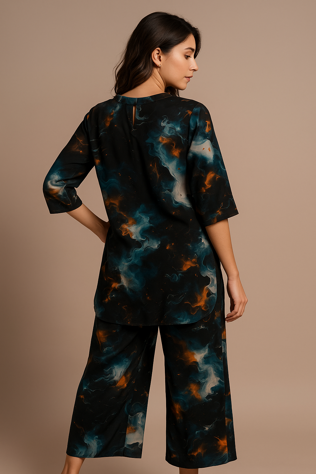 Midnight Marble Abstract Printed Kurta Set