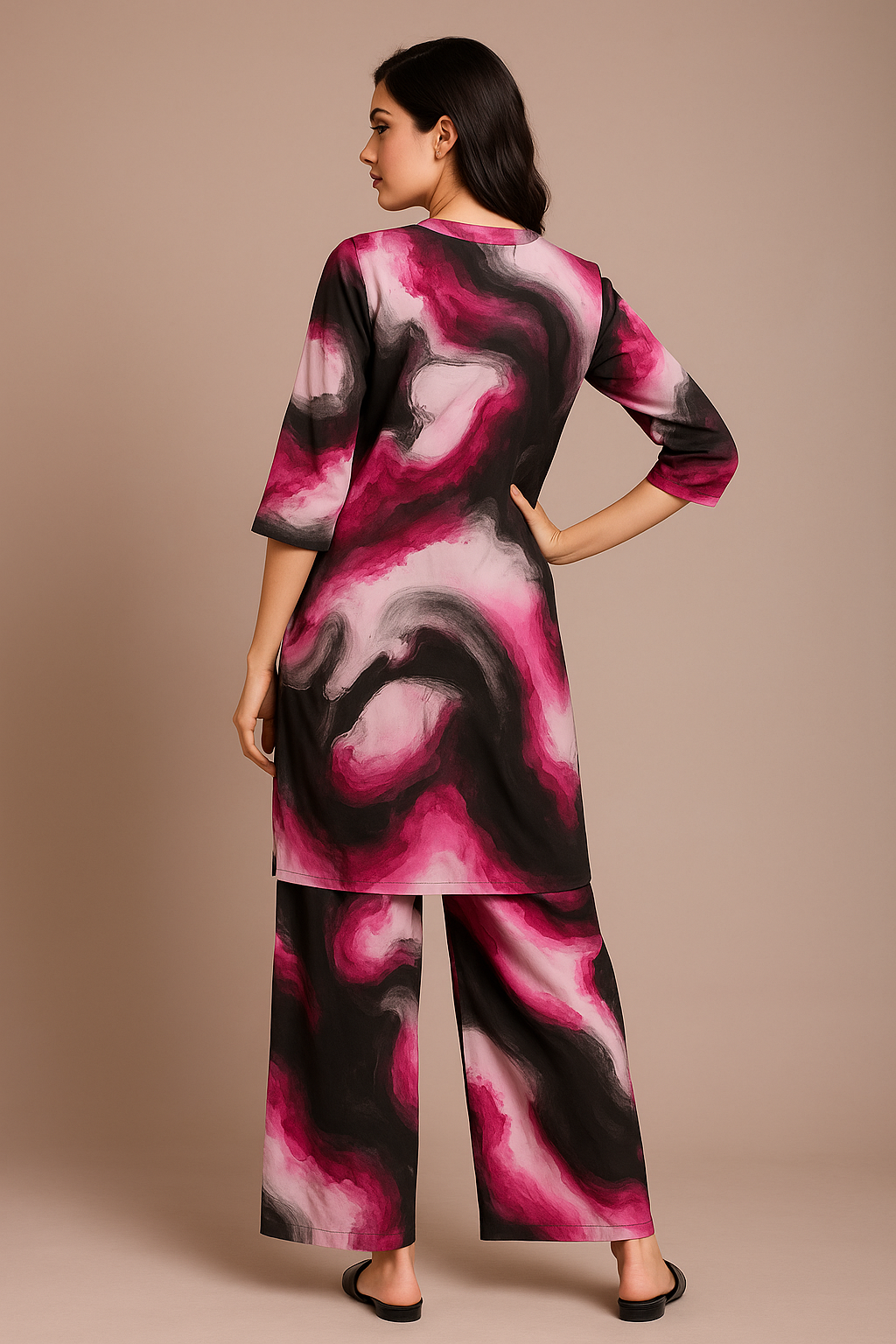 Crimson Aura Abstract Printed Kurta Set