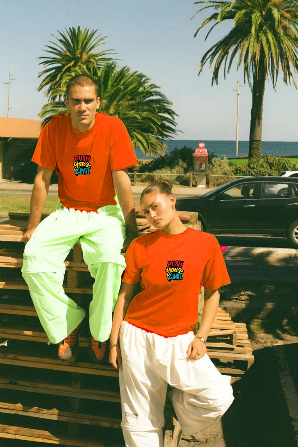 Push Your Limit Unisex's Oversized Tee – Orange
