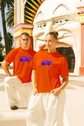 Karma Graffiti Oversized Half Sleeve Orange Tee