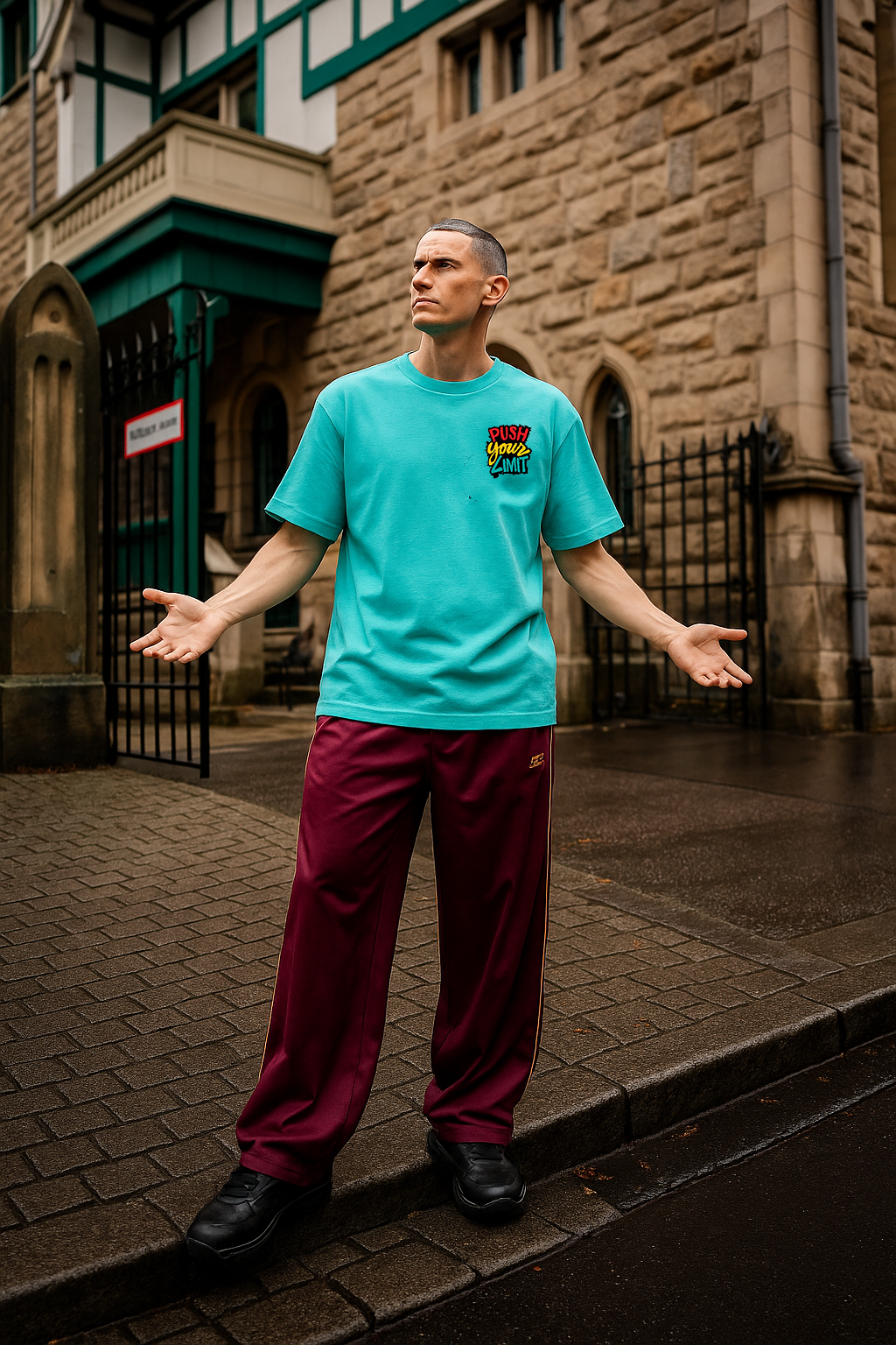 Push Your Limit Men's Oversized Tee – Aqua Mint