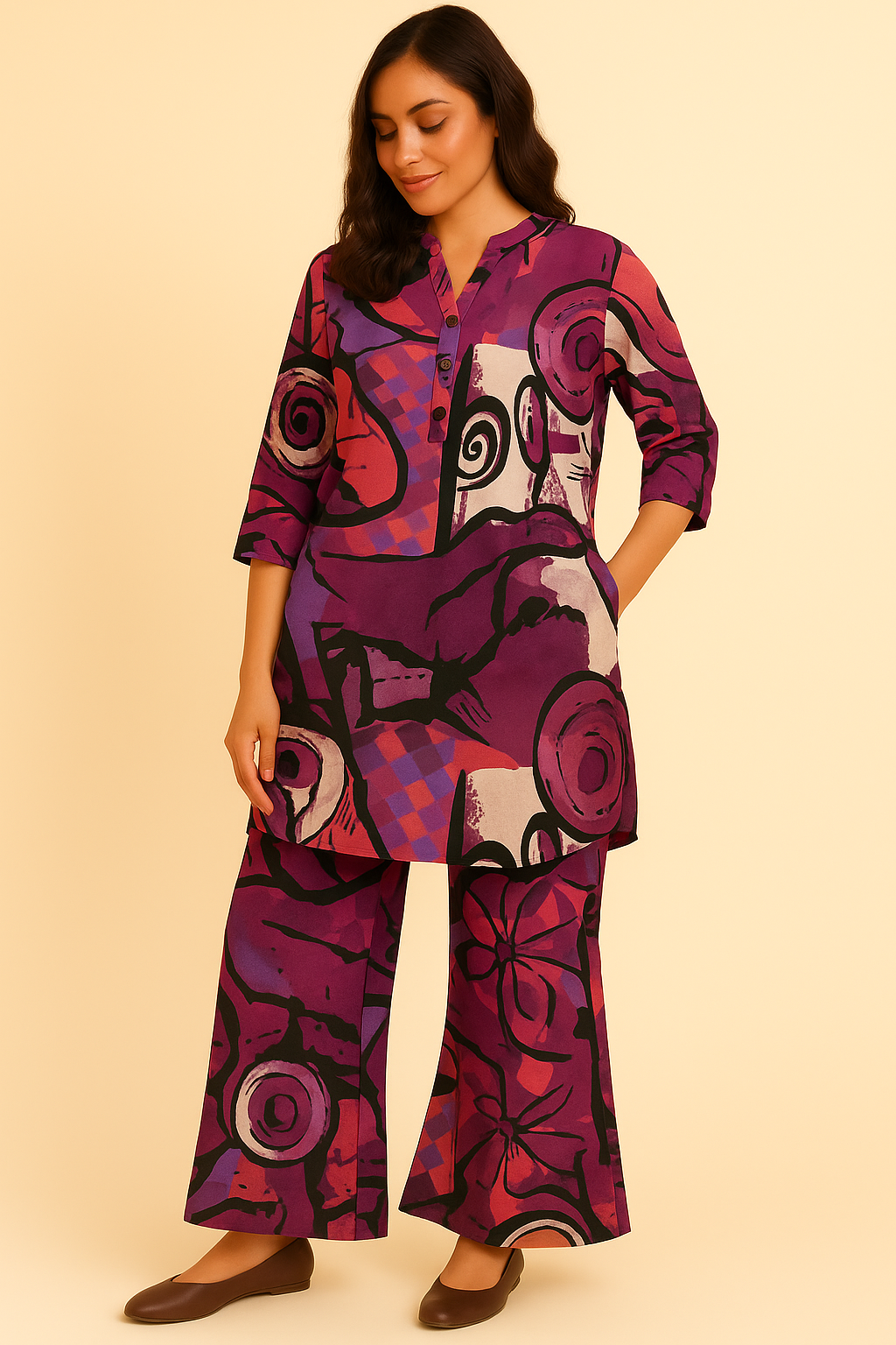 Vivid Purple Abstract Co-ords