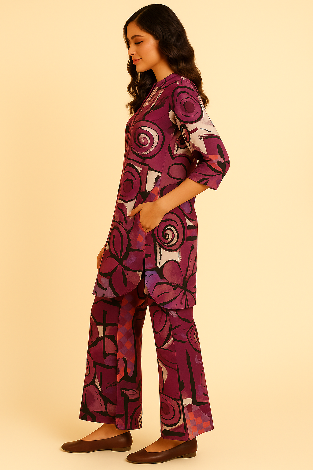 Vivid Purple Abstract Co-ords