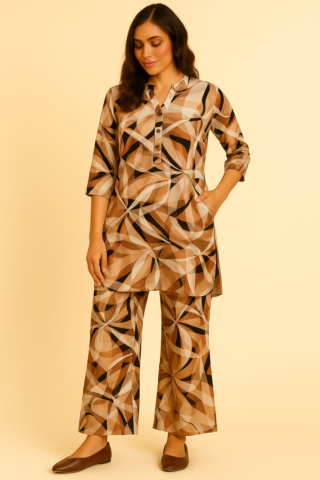 Geometric Print Kurta & Palazzo Set