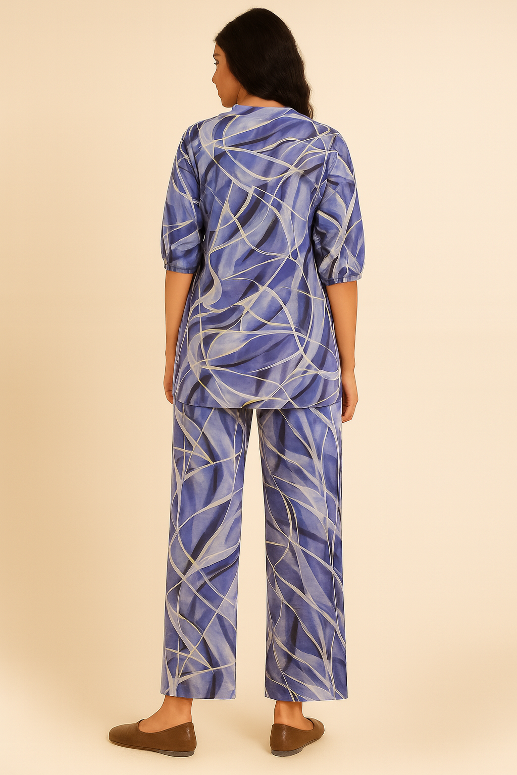 Abstract Wave Print Kurta & Palazzo Set