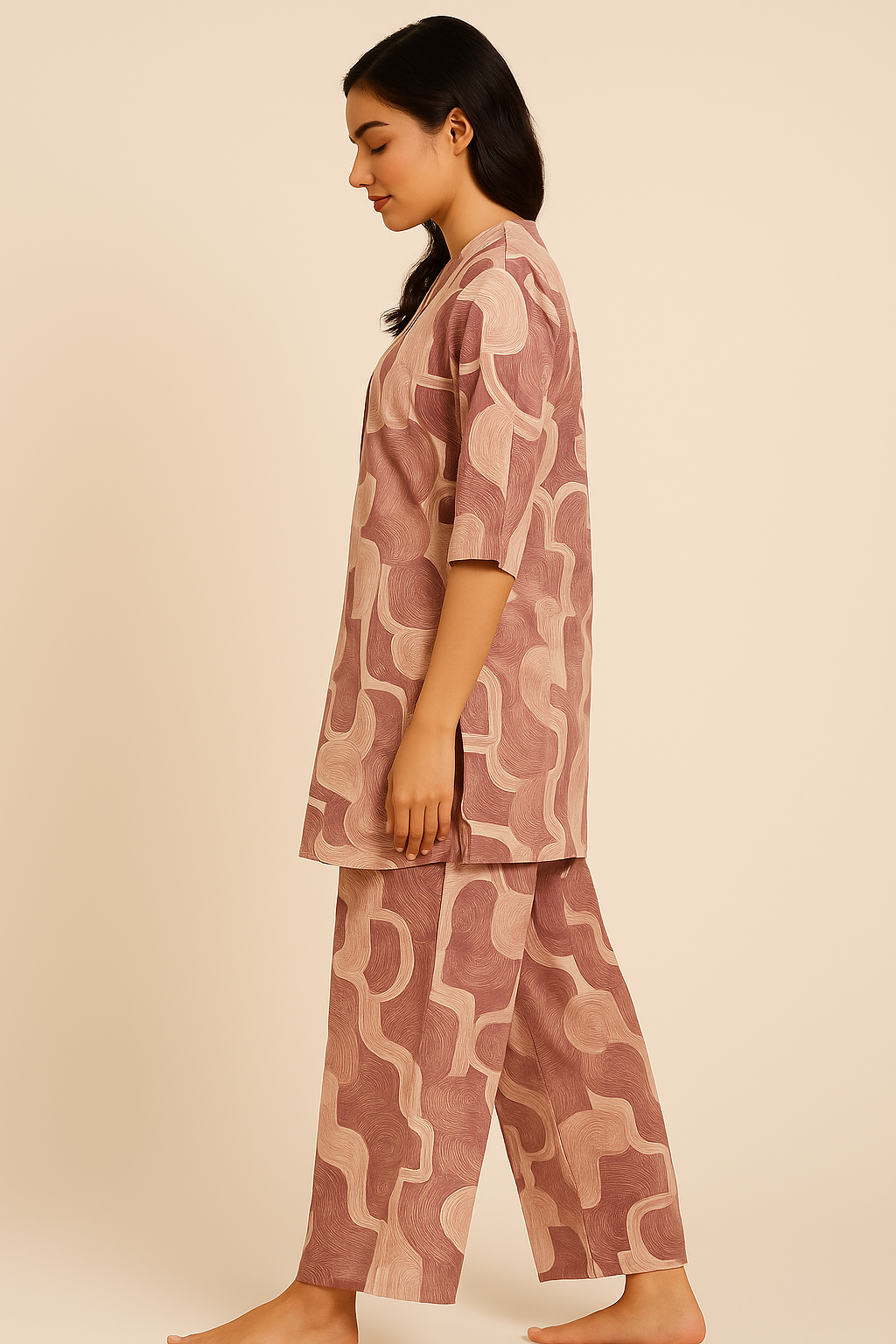 Abstract Block Print Kurta & Palazzo Set