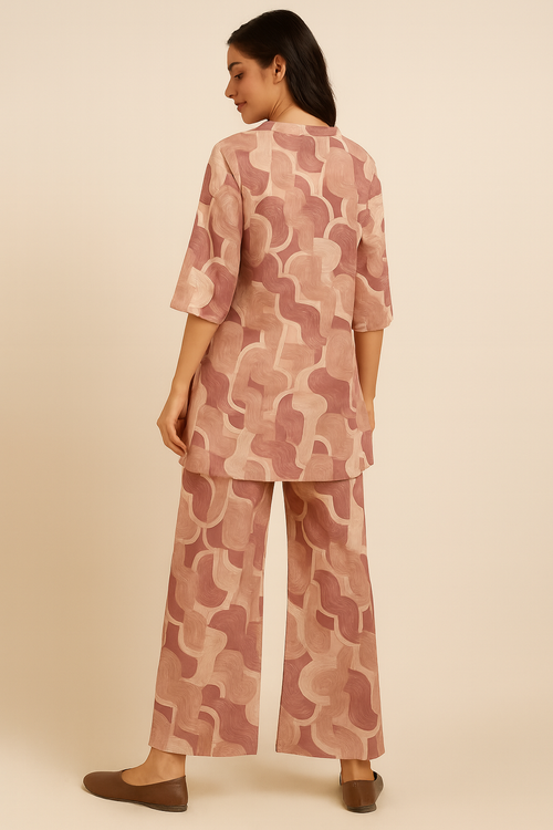 Abstract Block Print Kurta & Palazzo Set