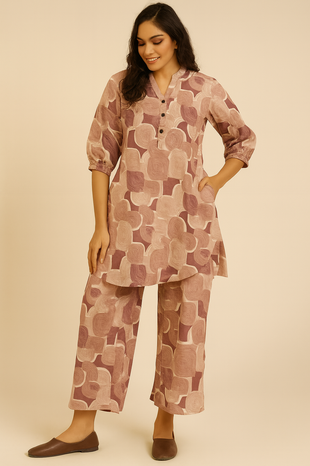 Abstract Block Print Kurta & Palazzo Set