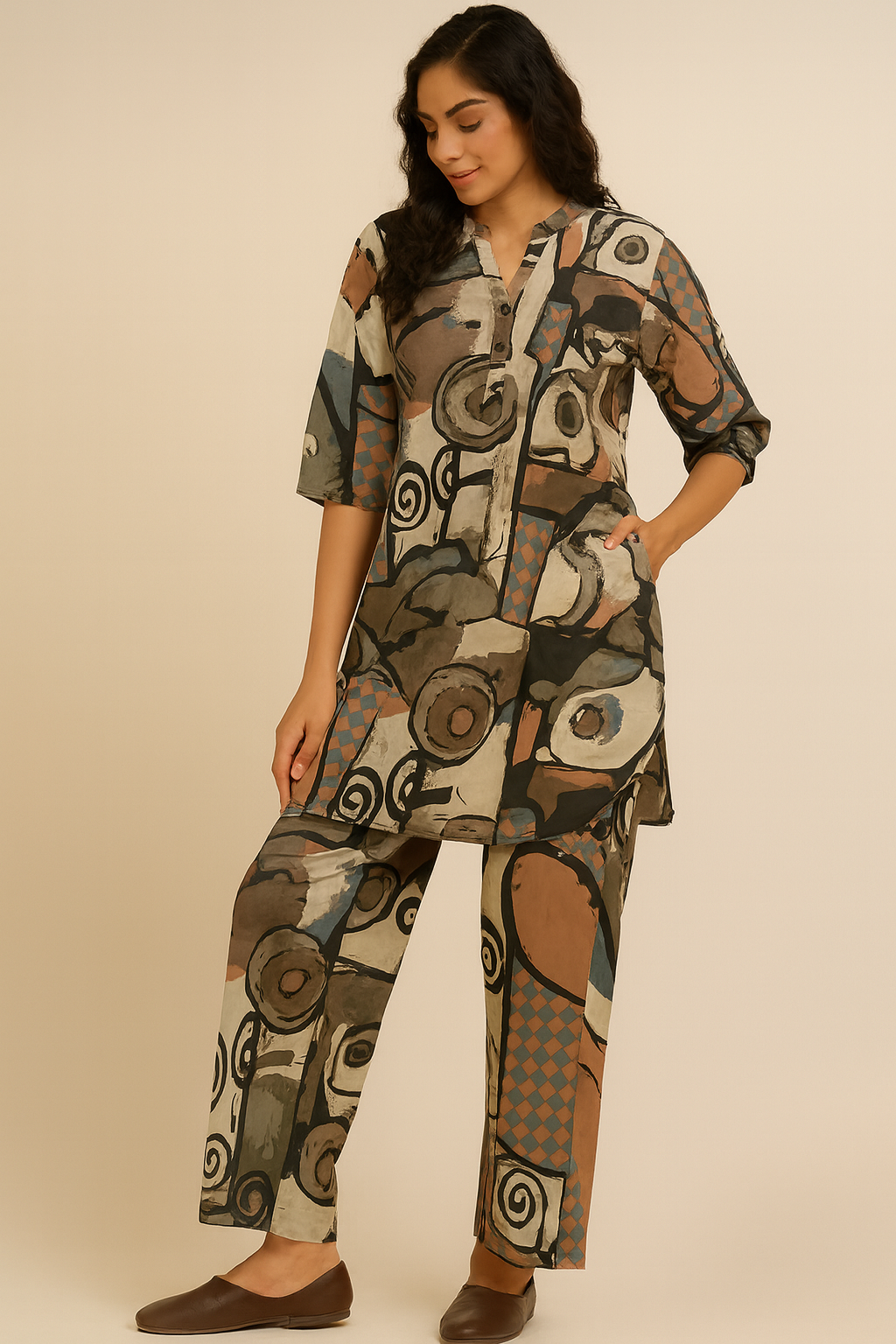 Abstract Art Print Kurta & Palazzo Set