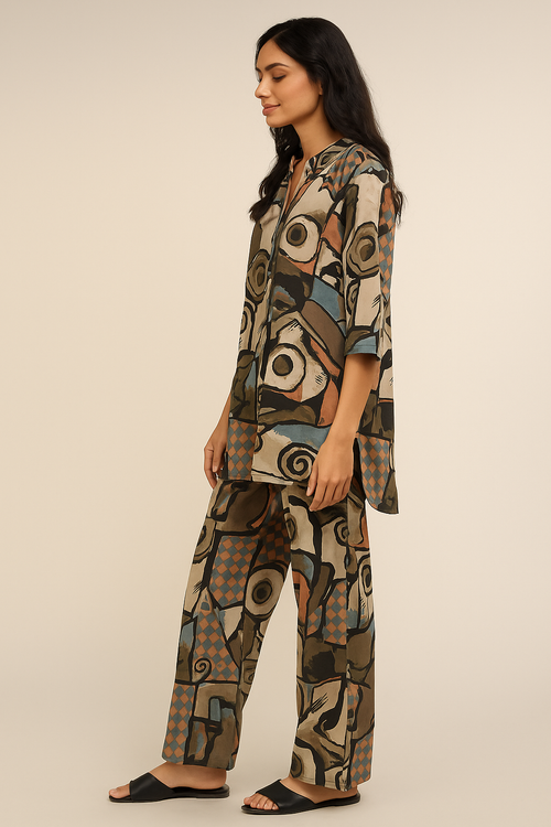 Abstract Art Print Kurta & Palazzo Set