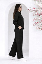 Minimal Black Line Art Embroidery Co-ord Set
