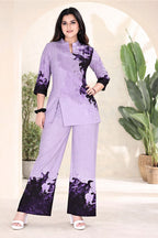 Lavender Splash Print Kurta & Palazzo Co-ord Set