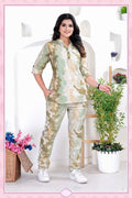 Beige Camouflage Print Top & Pant Co-ord Set