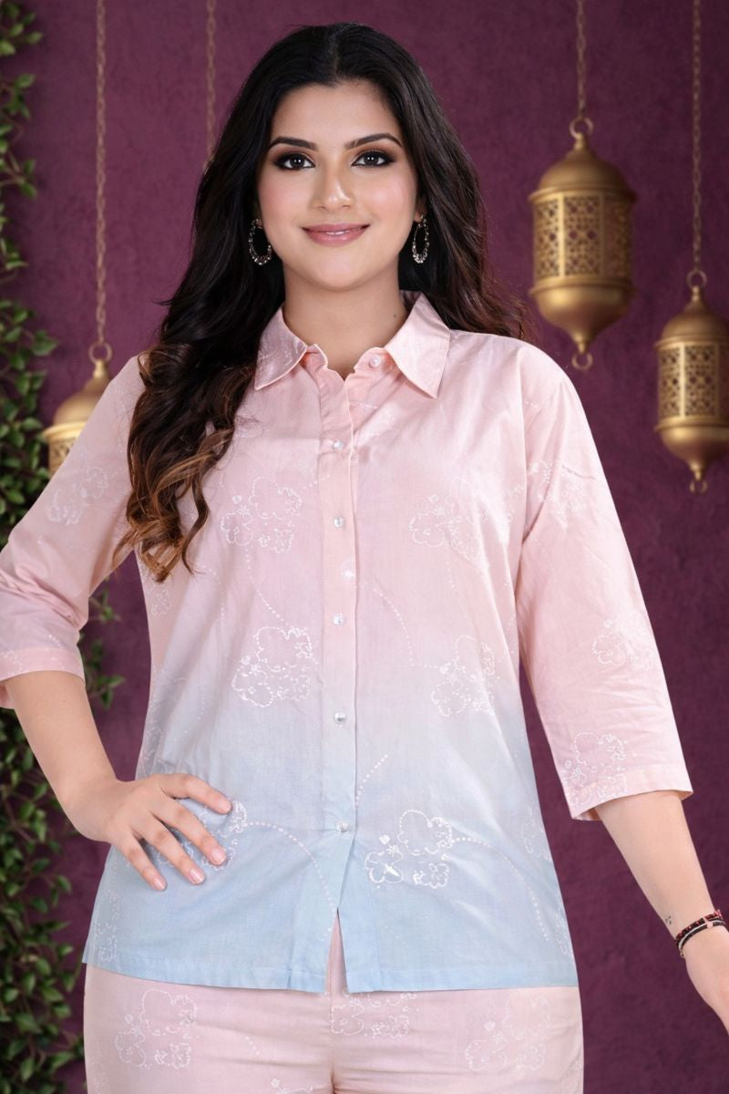 Pastel Ombre Shirt & Palazzo Co-ord Set