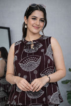Maroon Abstract Print Top & Pant Co-ord Set