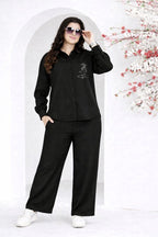 Minimal Black Line Art Embroidery Co-ord Set