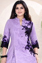 Lavender Splash Print Kurta & Palazzo Co-ord Set
