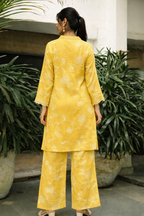 Women’s Floral Printed Straight Kurta & Wide-Leg Pants Co-Ord Set