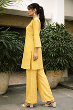Women’s Floral Printed Straight Kurta & Wide-Leg Pants Co-Ord Set