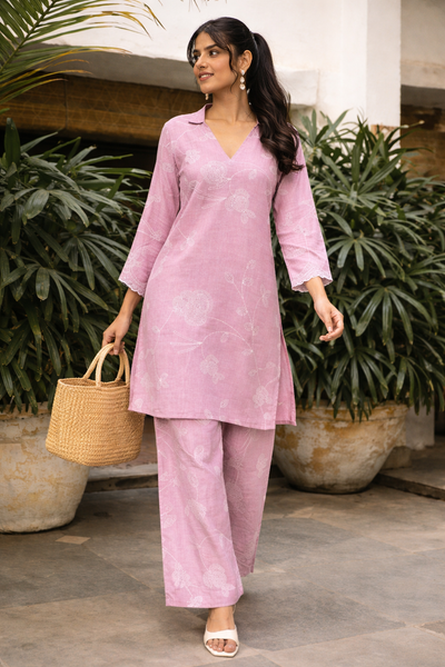 Women’s Floral Printed Straight Kurta & Relaxed Pants Co-Ord Set