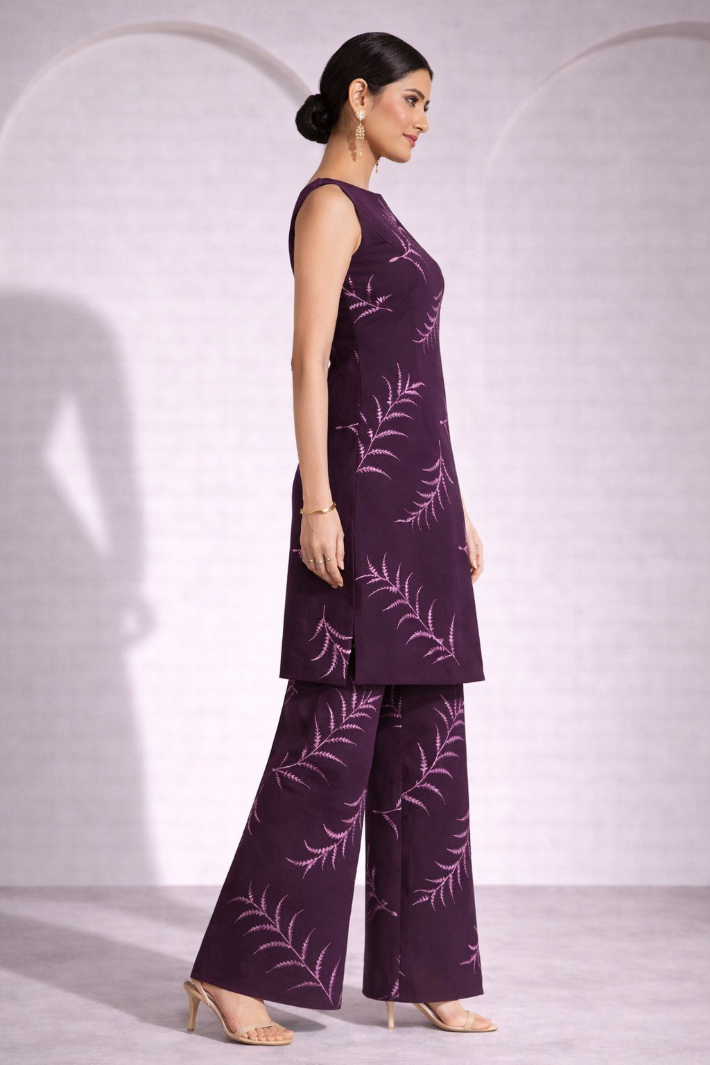 Women’s Sleeveless Printed Kurta & Wide-Leg Pants Co-Ord Set