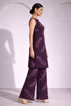 Women’s Sleeveless Printed Kurta & Wide-Leg Pants Co-Ord Set