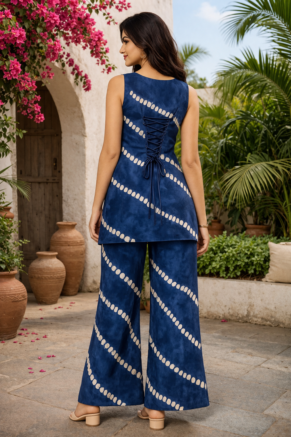Women’s Printed Sleeveless Kurta & Wide-Leg Pants Co-Ord Set