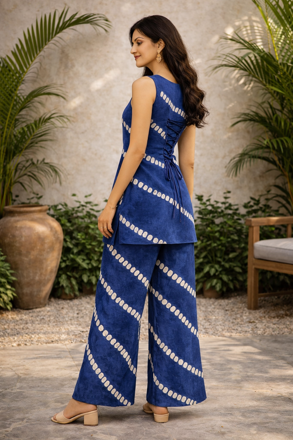 Women’s Printed Sleeveless Kurta & Wide-Leg Pants Co-Ord Set