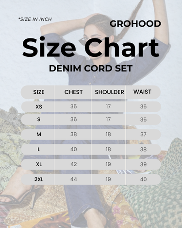 GroHood Denim Co-ord Set – Indigo Blue Shirt & Wide-Leg Pants