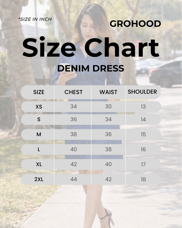 GroHood Indigo Denim Shirt Dress – Everyday Smart Casual Fit