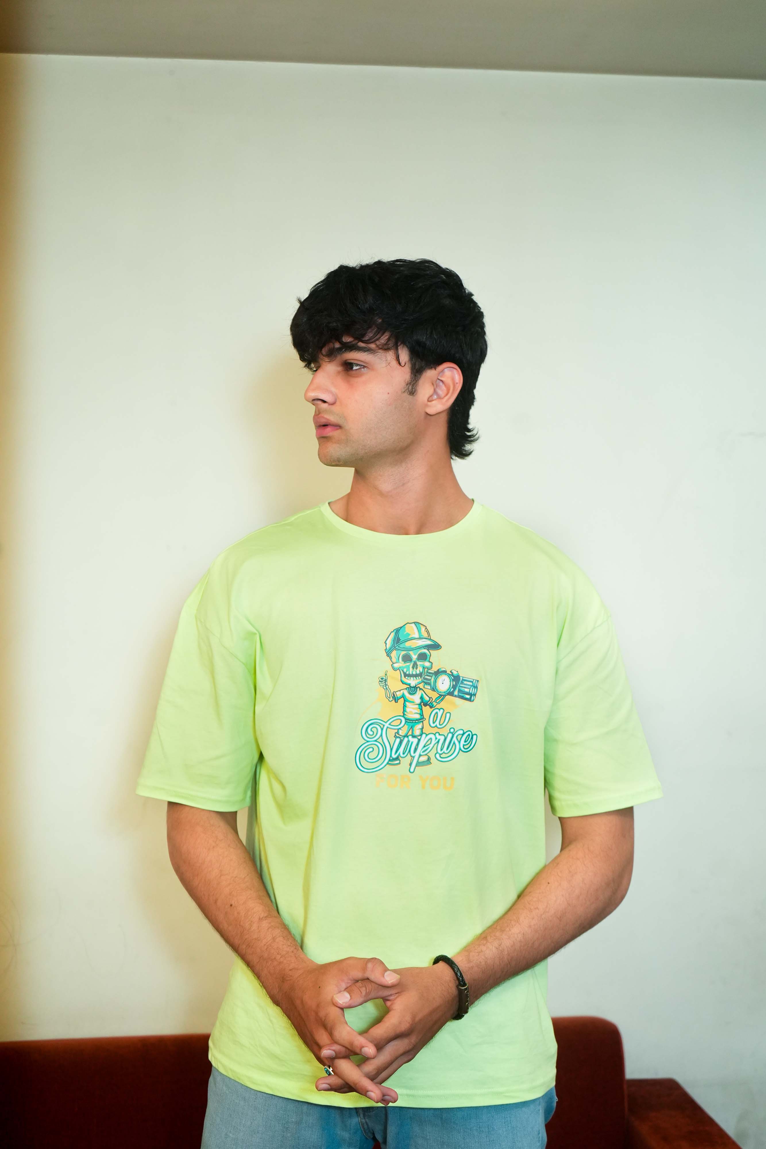 Unisex Neon Lime Graphic RoundNeck Tee – A Surprise For You