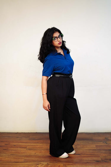 Women’s Deep Navy Blue Polo T-Shirt – Regular Fit, Half Sleeve