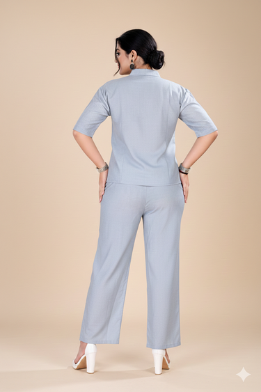 Grey Architectural Print Shirt & Pant Co-ord Set