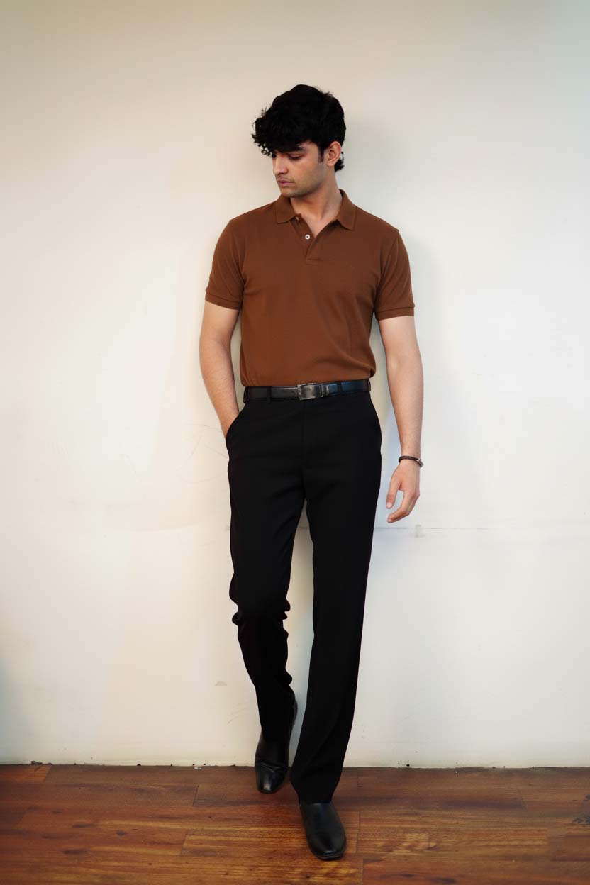 Men's Brown Polo T-Shirt - Regular Fit, Half Sleeve