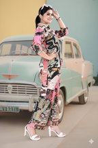 Pink Graffiti Print Shirt & Pant Co-ord Set