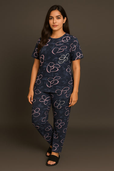Navy Abstract Floral Co-ords Set