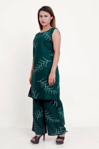 GroHood Emerald Fern Co-ord Set – Sleeveless Tunic & Wide-Leg Pants