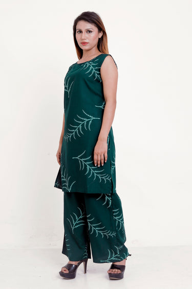 GroHood Emerald Fern Co-ord Set – Sleeveless Tunic & Wide-Leg Pants