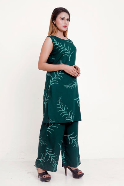 GroHood Emerald Fern Co-ord Set – Sleeveless Tunic & Wide-Leg Pants