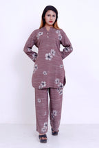 GroHood Mauve Line Co-ord Set – Striped Top & Wide-Leg Pants