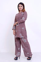 GroHood Mauve Line Co-ord Set – Striped Top & Wide-Leg Pants