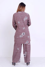 GroHood Mauve Line Co-ord Set – Striped Top & Wide-Leg Pants