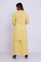 GroHood Butter Yellow Floral Co-ord Set – Relaxed Top & Wide-Leg Pants