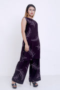 GroHood Wine Fern Co-ord Set – Sleeveless Top & Wide-Leg Pants