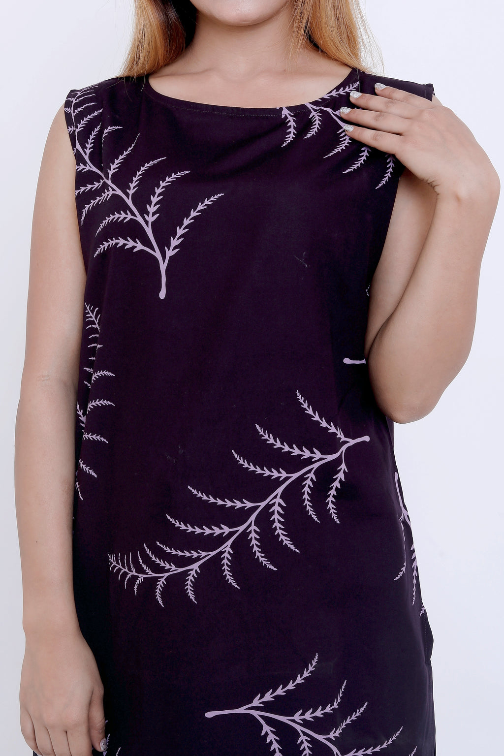 GroHood Wine Fern Co-ord Set – Sleeveless Top & Wide-Leg Pants