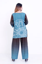 GroHood Aqua Earth Co-ord Set – Colorblock Top & Wide-Leg Pants